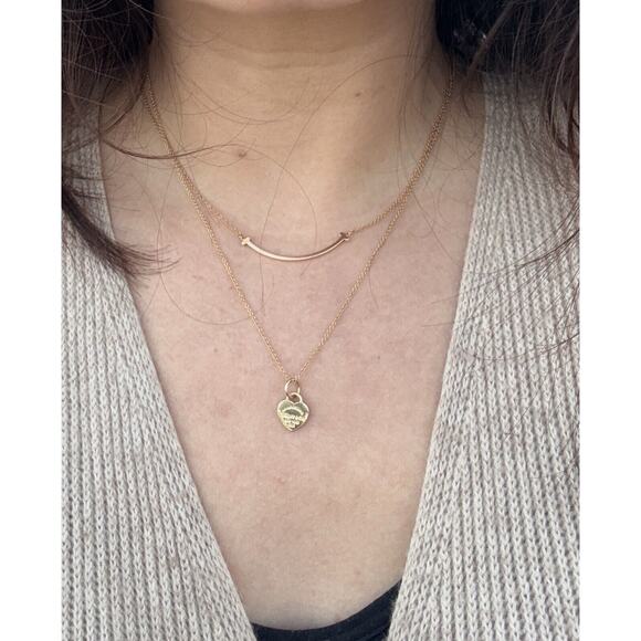 Return Tiffany & Co. 18k Gold MINI Double Heart Tag Pendant Necklace 18” READ - Picture 8 of 12